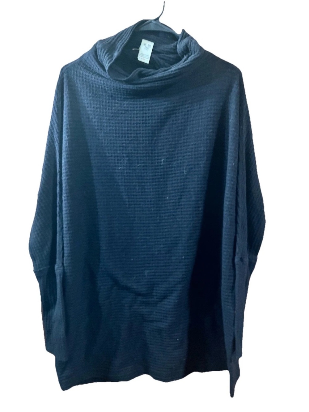 Free People We The Free Top Women S Black thermal Oversized Long Turtleneck